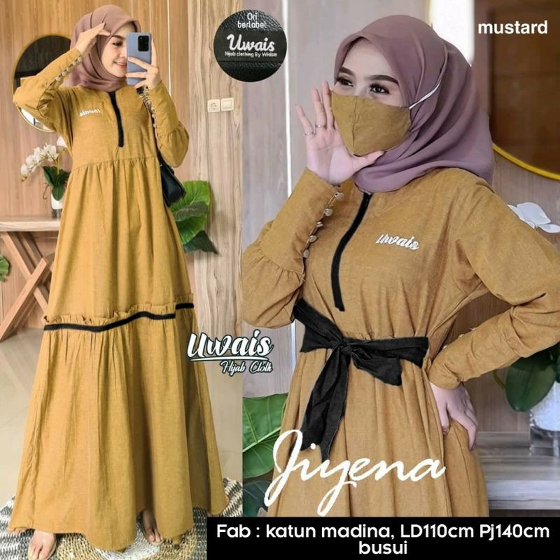 jiyena maxi ori bordir uwais/ gamis terlaris/ gamis terbaru