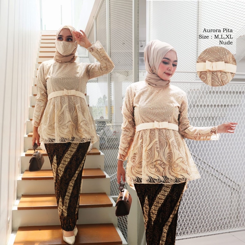 Set kebaya aurora tille-kebaya modern-blouse kebaya tille by Rasaqi kebaya-kebaya laku