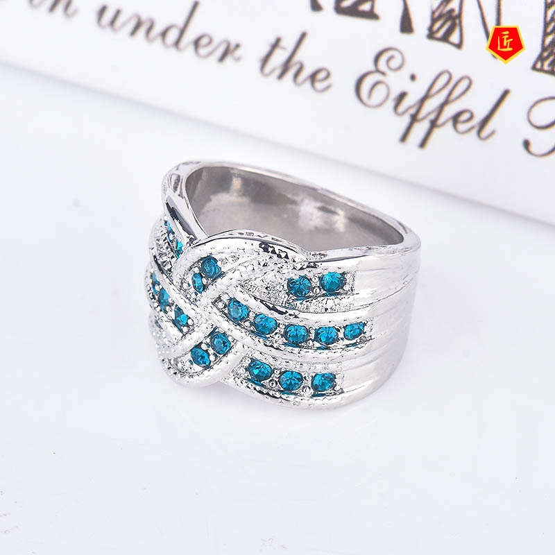 [Ready Stock]Sapphire Ring Female 925 Silver Luxury Fashion All-Matching