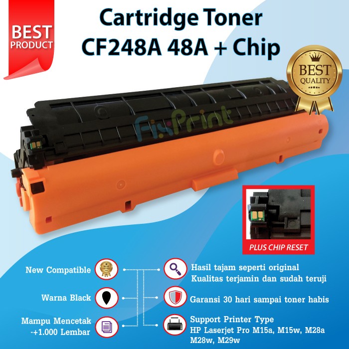 Cartridge Toner Compatible HP CF248A 48A Printer Laserjet Pro M15a M15w M28a M28w M29w Chip Reset