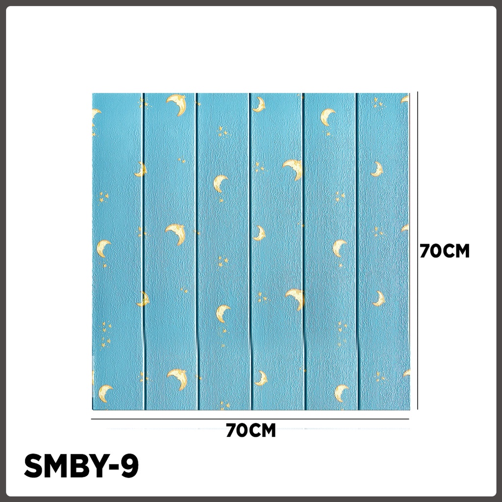 Paus Biru - Wallpaper dinding 3d motif kayu wood foam 70x70cm / wallfoam motif kayu-KAYU 3mm SMBY-9