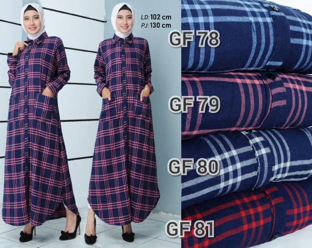 Gamis flanel/gamis kotak kotak/maxi kotak/gamis/maxi/long dress/long dress kotak