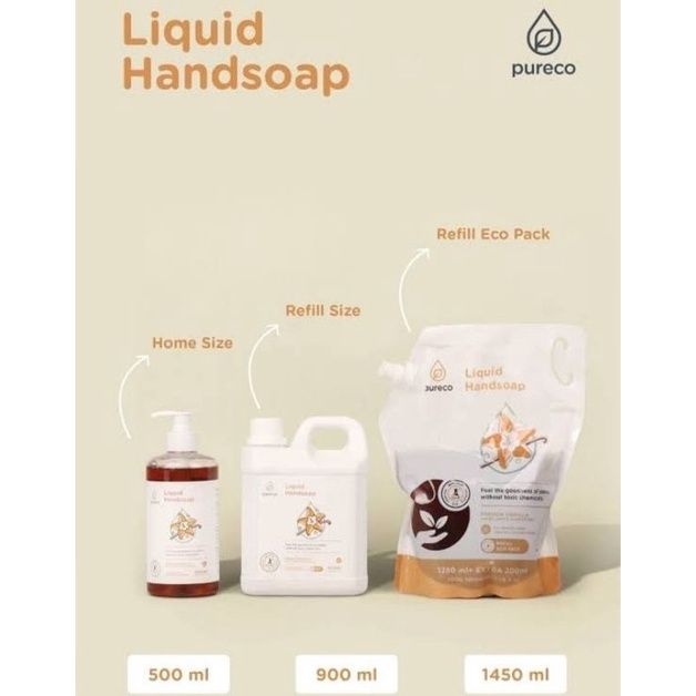 Pureco Liquid Hand Soap 1450ml Ecopack - Pureco Sabun Cuci Tangan Refill Pouch 1450ml