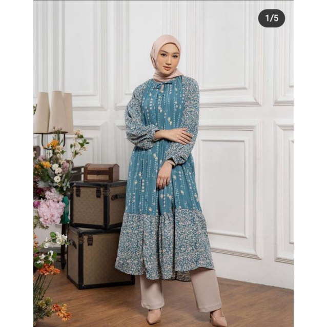 Gardenia Midi Dress Geulis - Prussian Size S