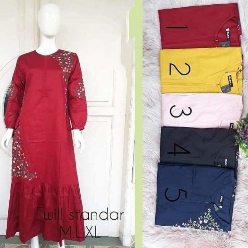 Model Terbaru Gamis Daily Bordir Elegant Dolla Original by R Fashion