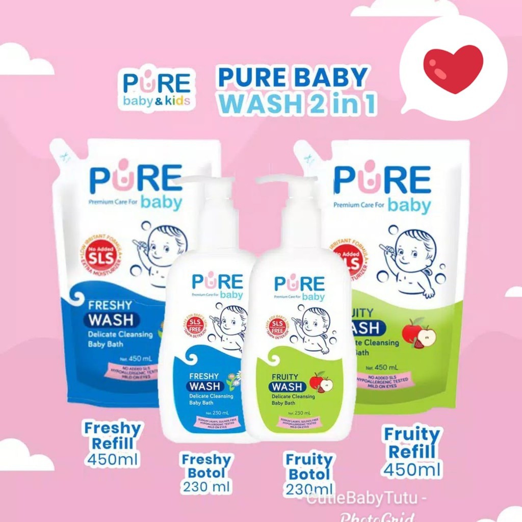 Pure Baby Wash 2 in 1  Sabun Mandi Bayi (Kulit Sensitif Aman) (BPOM)