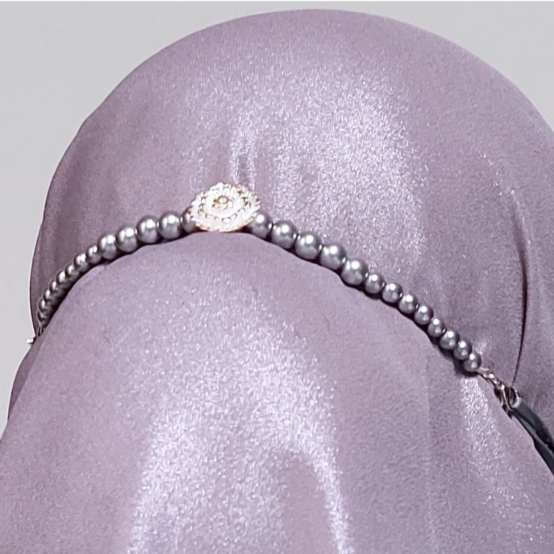 KONEKTOR MASKER HIJAB MUTIARA, PENGAIT MASKER HIJAB MUTIARA-Mtr Abu2 Bunga Satu