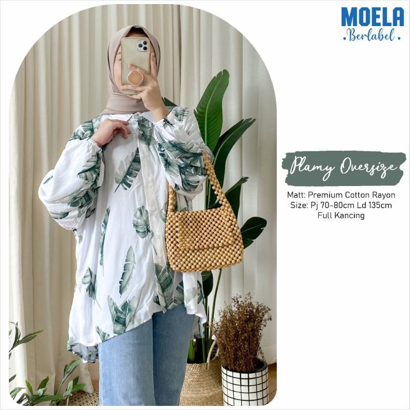 oversize ld 135 LUCA by MOELA berlabel fashion atasan wanita lengan panjang berkerah kemeja jumbo FR