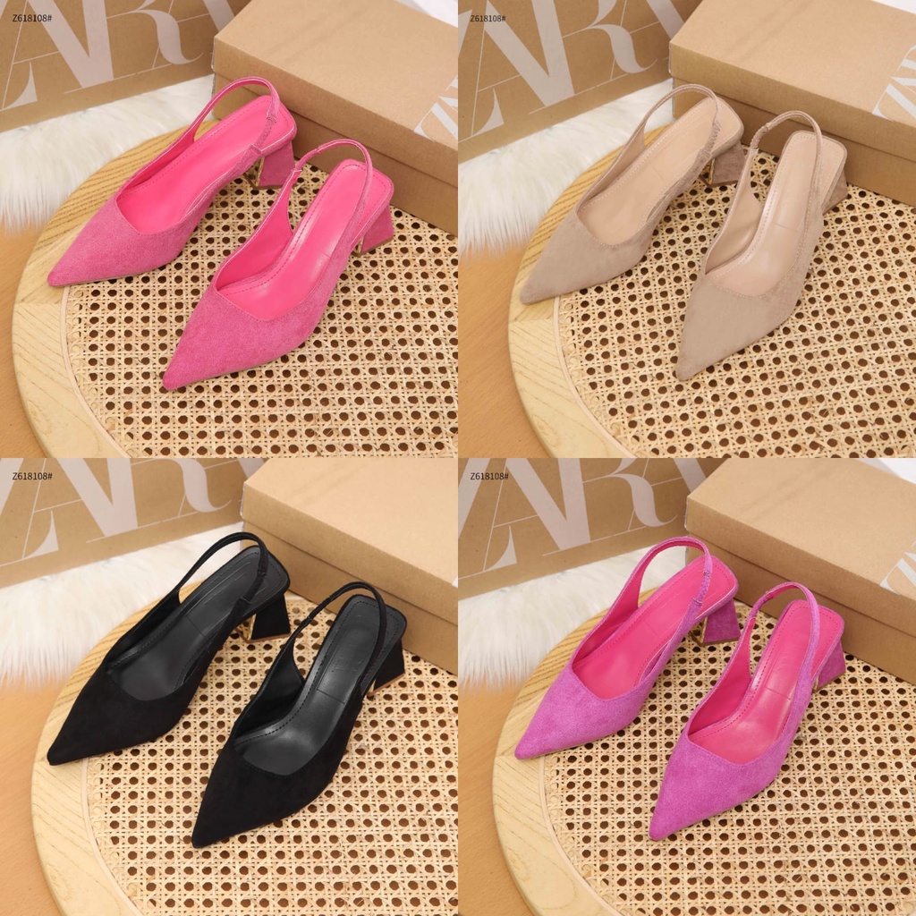 ZR Fabric Z618108 Slingback With Bludru Heels Sendals