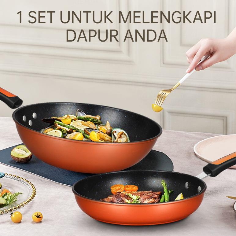 Gm Bear Panci Set Wajan Penggorengan 3Psc 1103 - Wajan Set Marble Coating . , ..