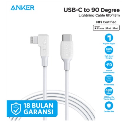 Anker Kabel Charger Anker C to Right Angle Lightning Cable 6ft - Y2370