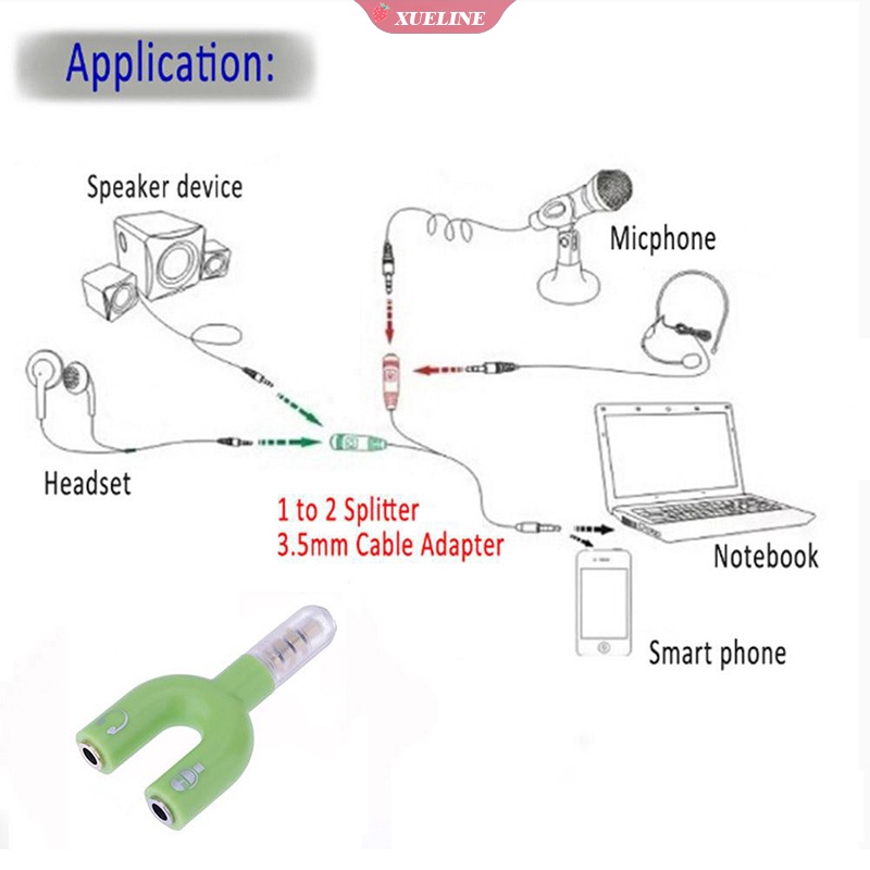 Splitter Audio 3.5mm 2 Arah Bentuk U Untuk Earphone Headphone Speaker Mikrofon Komputer Laptop