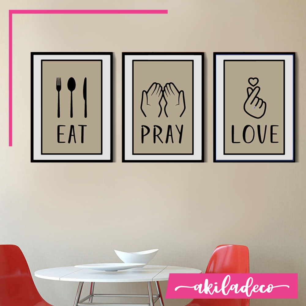 Hiasan Dinding Dapur WallDecor Kitchen Eat Drink Love bingkai dinding minimalis