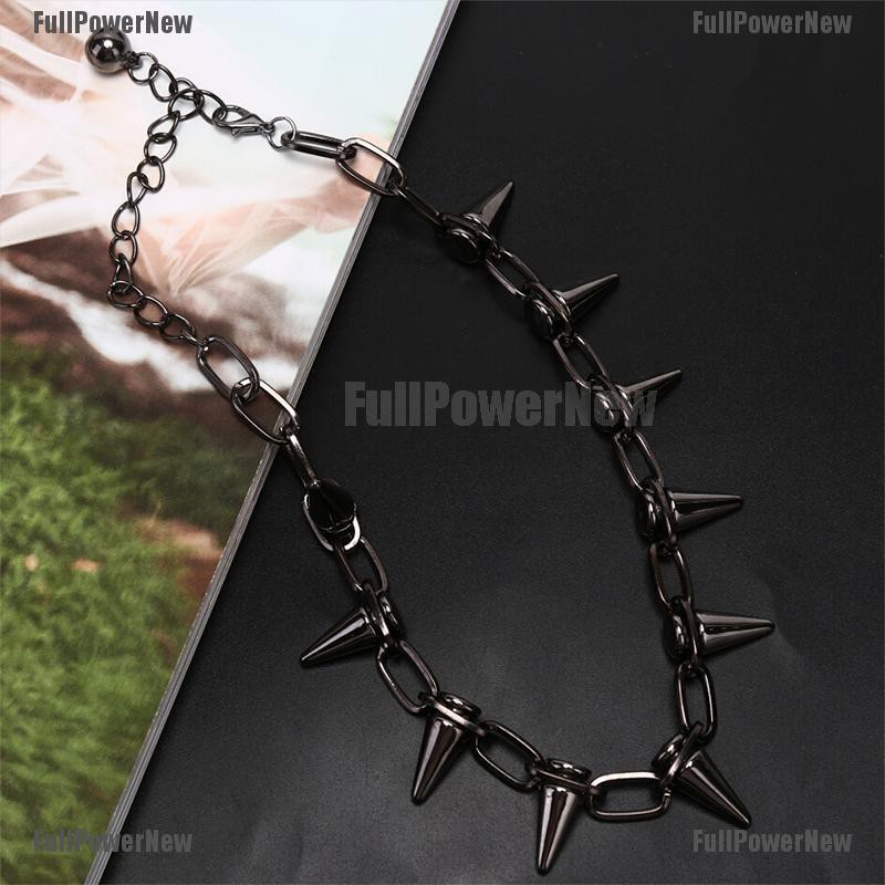 Kalung Choker Rantai Aksen Rivet Spike Gaya Punk Rock Untuk Perhiasan