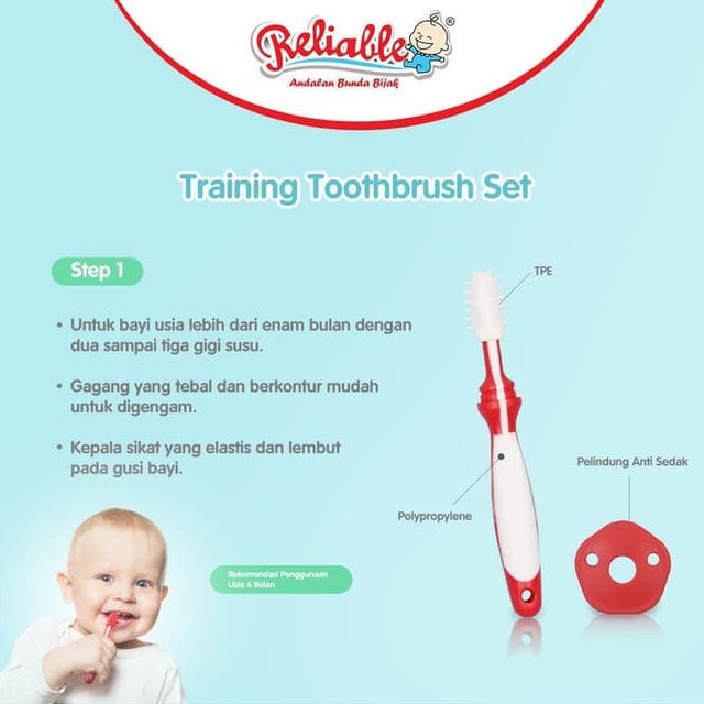 Sikat Gigi Bayi Complete Set 3 in 1 Reliable Training Toothbrush Set