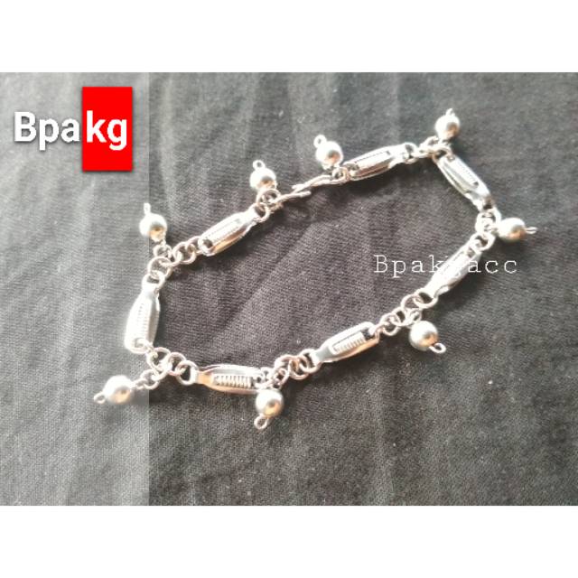 Gelang tangan Per jagung # Gelang tangan monel besi putih asli anti karat silver murah bola cantik