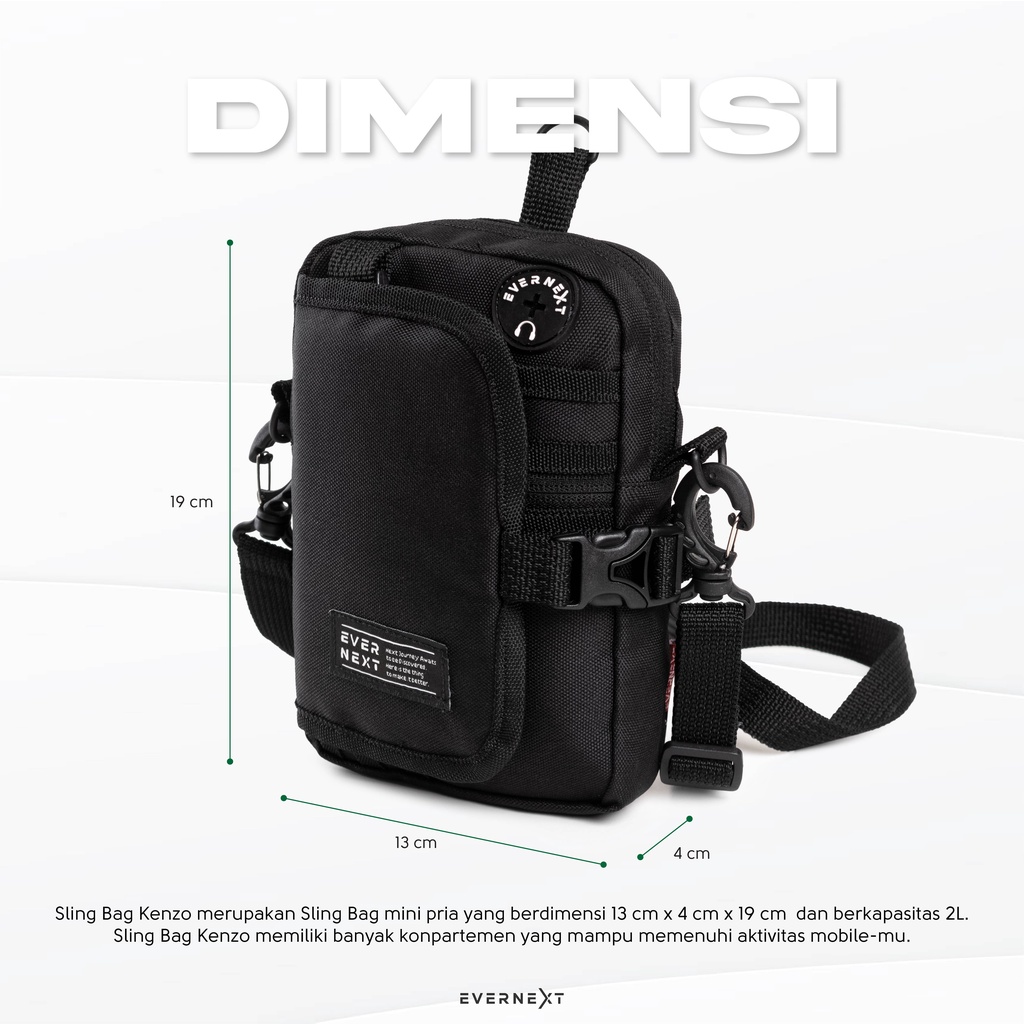Tas Slempang Hitam Sling Bag Mini Hanging Wallet Tas Selempang Kalung Tas Dompet Gantung Leher Cordura Fashion Pria Wanita Multifungsi Premium