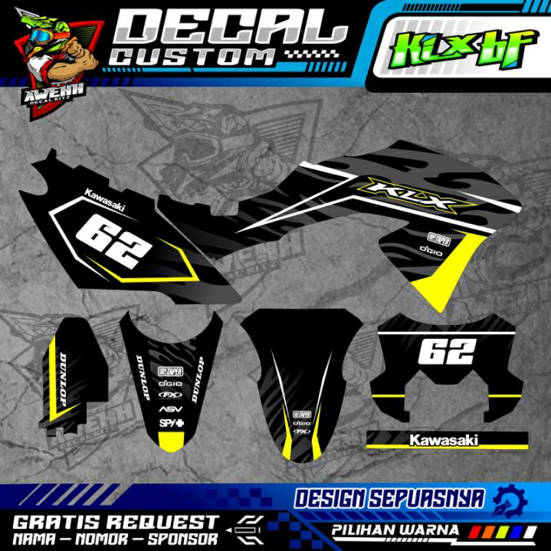 DECAL KLX BF 150 KLX BF KUNING SILVER