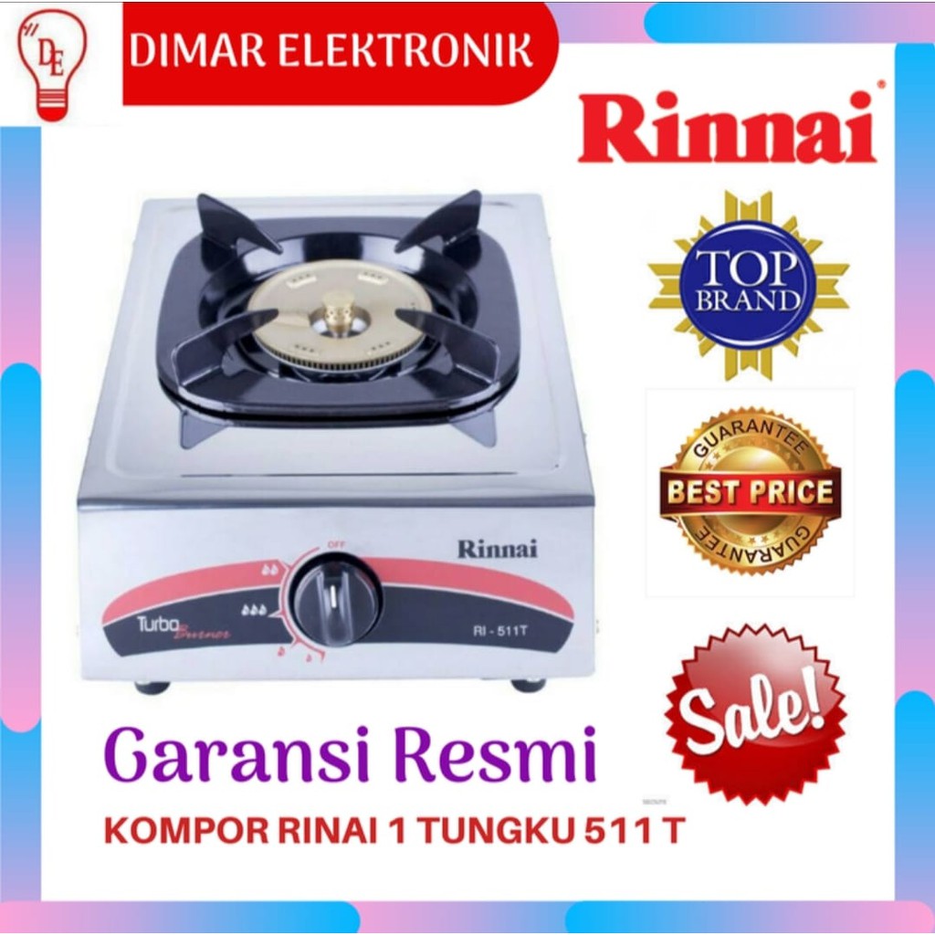 Rinnai Kompor Gas 1 Tungku Stainless 511 T Api Turbo Shopee Indonesia