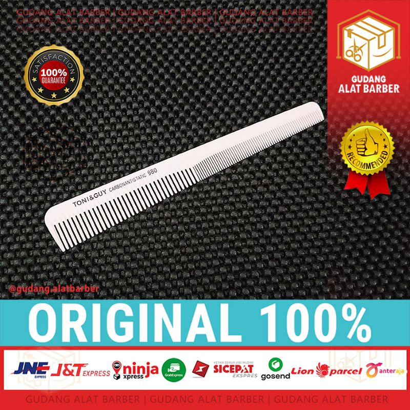 Sisir Toni&Guy White Series Carbonantistatic Parting Overcomb Alat Cukur Pangkas Rambut Barbershop Salon-1