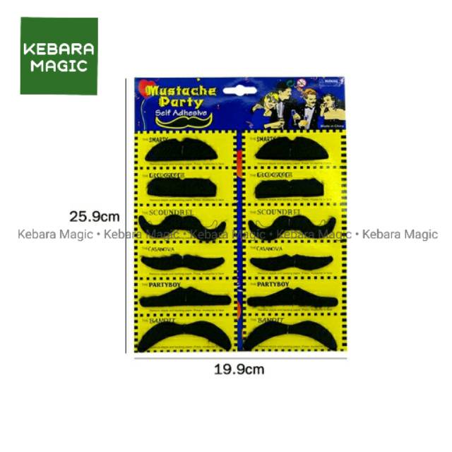 Kumis Palsu Harga Satu Lusin Sesuai Foto - Jenggot Palsu - Mainan Anak - Toko Sulap Kebara Magic