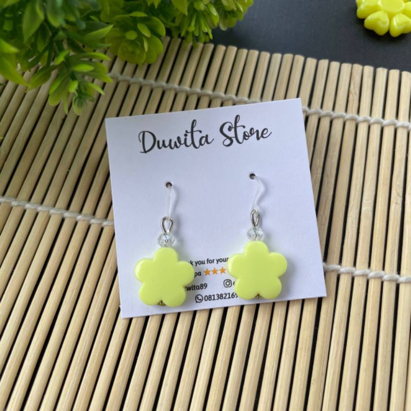 HANDMADE ANTING ANAK/DEWASA KAITAN PLASTIK MOTIF BUNGA PIPIH