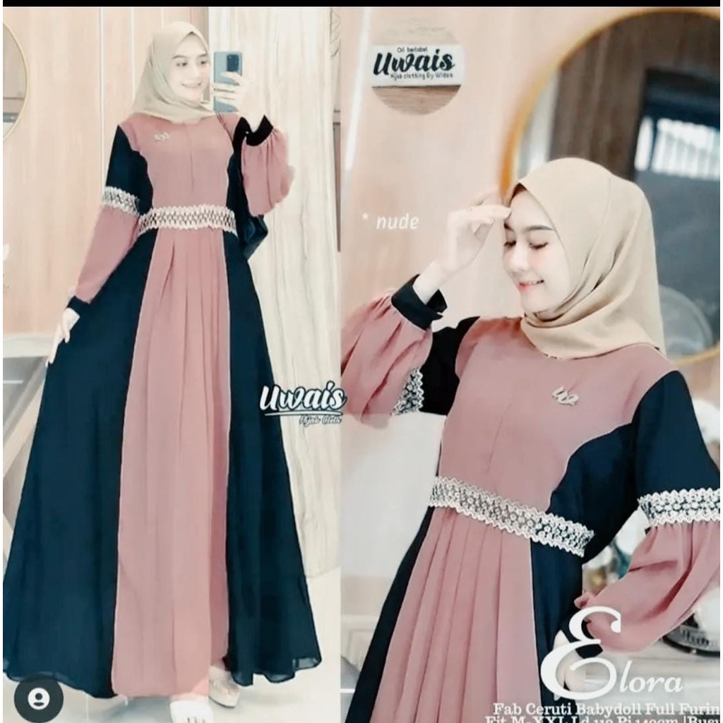 LANGSUNG KIRIM CERUTY ELORA SUPER JUMBO XXXL [ LD 130 BB 95- 120 KG]GAMIS CERUTY BEBYDOL RENDA /GAMIS REMPEL/ BUSUI