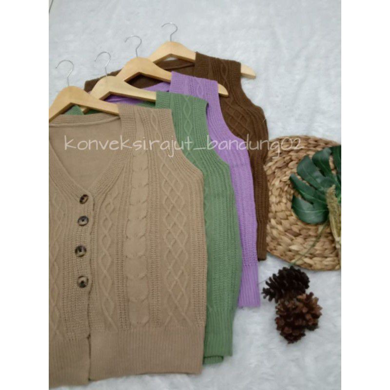 Cantique Vest Rajut Kancing Kinara / Knit / Rompi Cable Premium