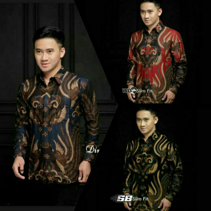 (COD) Kemeja Batik Pria Lengan Panjang Baju Batik Pria Baju Batik Pria terbaru 2021