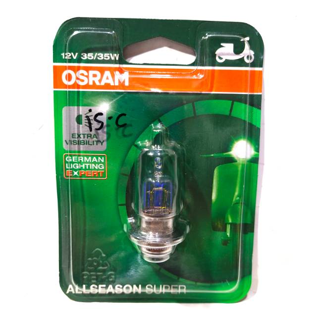 Bohlam Lampu Depan Motor Halogen Osram ALL Season KUNING bebek dan matic H6 kaki 1 Original Osram