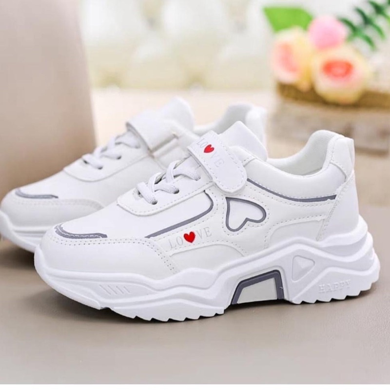 sepatu sneaker anak perempuan love abu