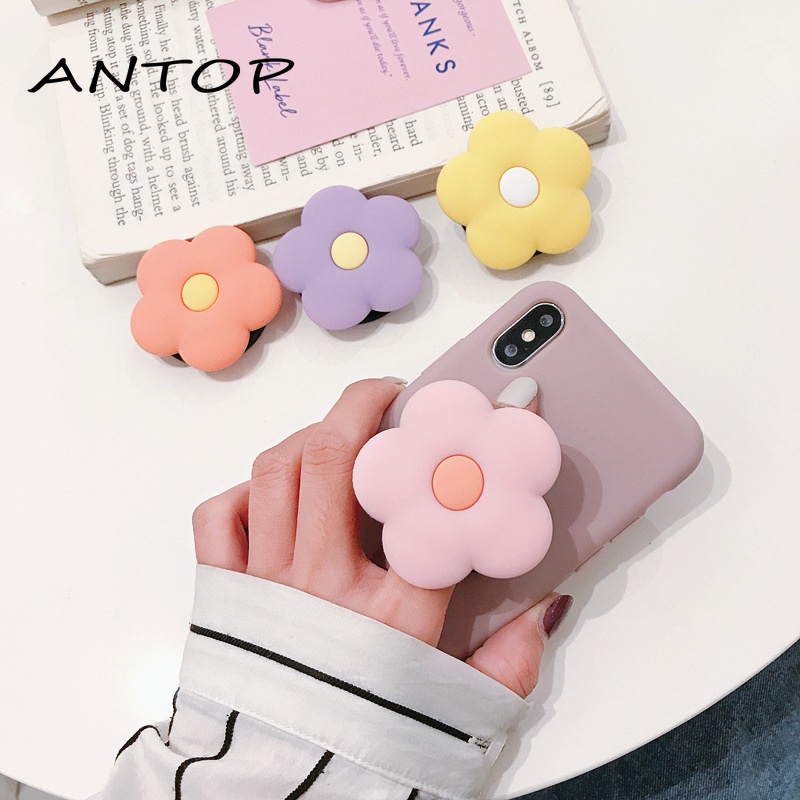 Korean Version of The Airbag Mobile Phone Holder Mobile Phone Telescopic Ring Cute Flowers Lazy Telescopic Anti-fall Mobile Phone Holder ANTOP