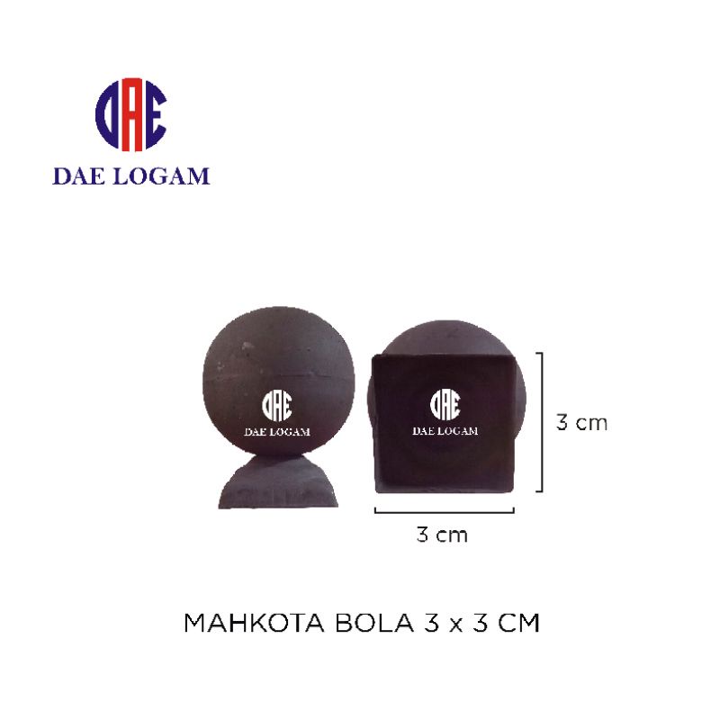 Ornamen Pagar Besi Mahkota Bola 3 x 3 cm