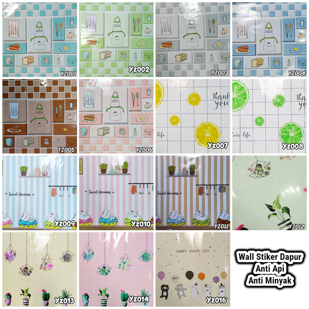 WALLPAPER STIKER DAPUR / KAMAR MANDI ANTI AIR , ANTI MINYAK UK 60CM X 5M