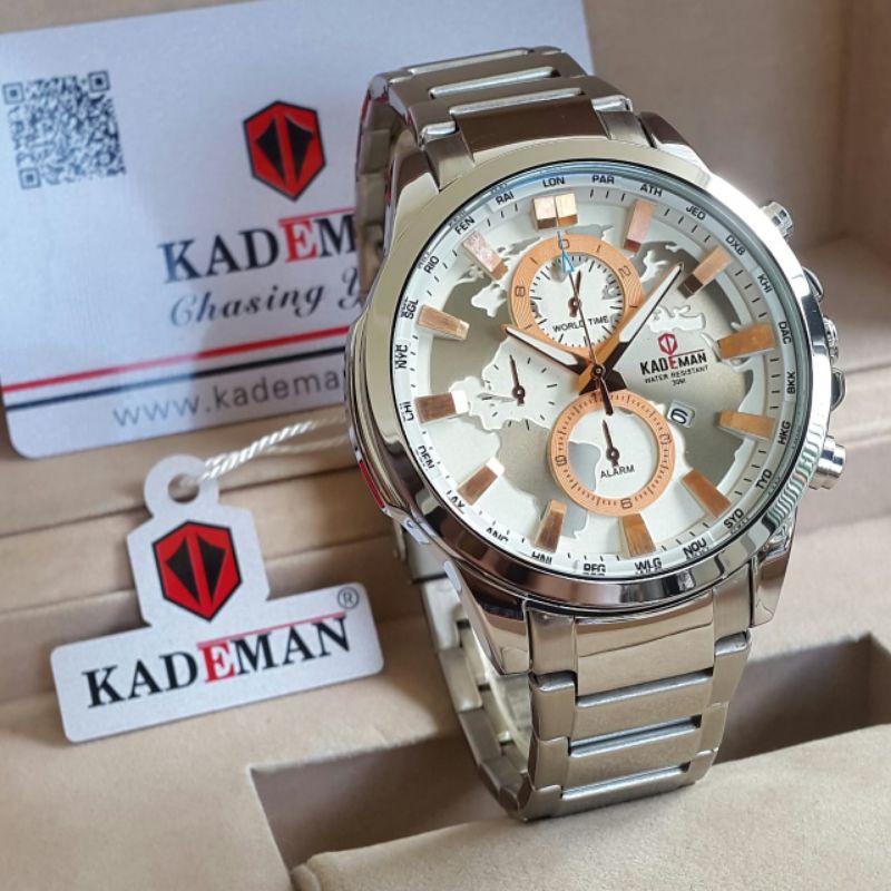 jam tangan pria kademan K443G rantai silver