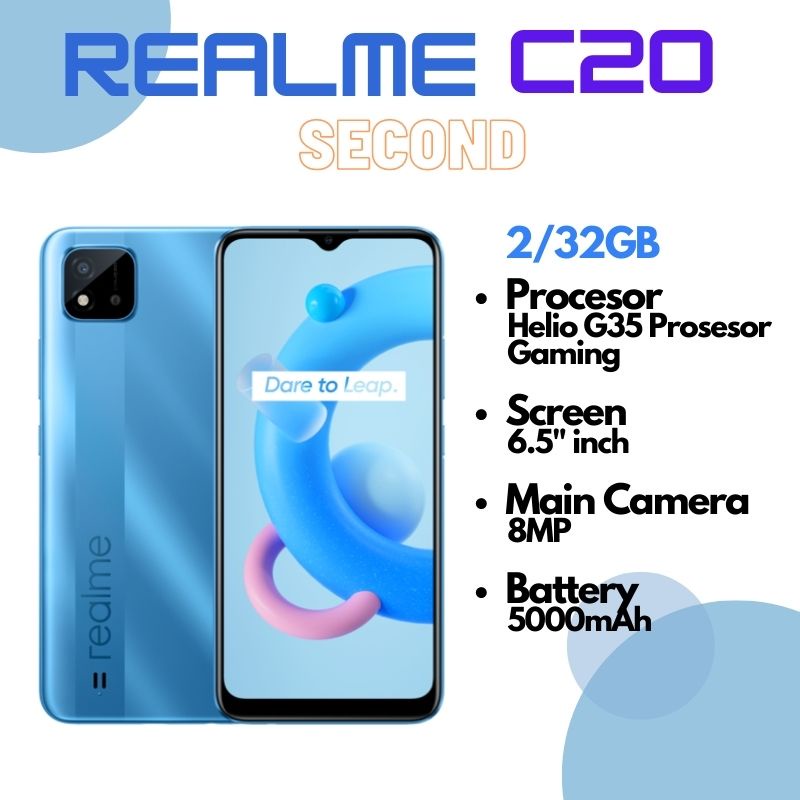 Realme C20 Second 2GB/32GB Lake Blue, Mulus, Like New