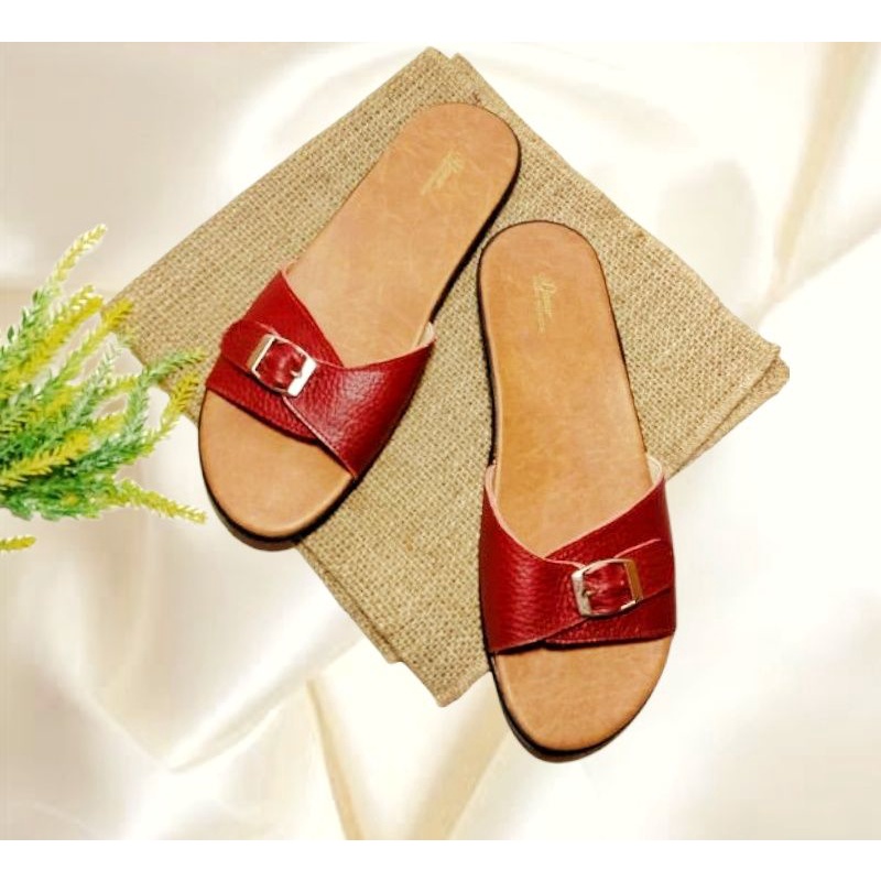 Sandal Kulit Gesper Sandal Wanita Papirut Garut Asli Sendal Cewek Kekinian Murah Kerajinan Sukaregan