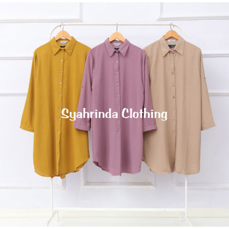 Long Tunik Kemeja Katun Polos ada Jumbo Kantor Premium Basic Plain Long Shirt Kemeja Panjang Katun Krinkel Casual Shirt