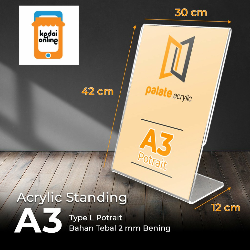 

Acrylic tent holder A3/ akrilik tent card A3 tempat brosur Meja Type L