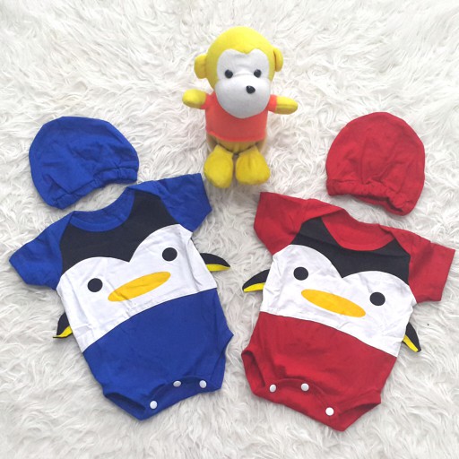 NNS LUCU Baju Jumper Bayi Kostum Hewan Penguin Set Topi Lucu