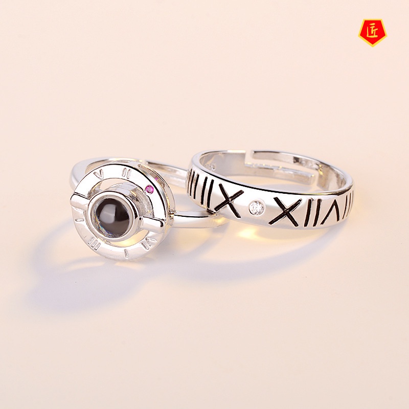 [Ready Stock]925 Silver Roman Numerals Couple Rings