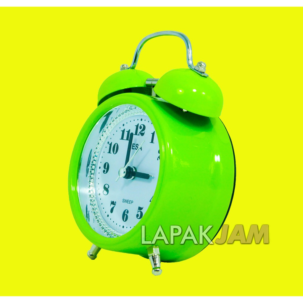 Jam Weker Lampu Bulat Polos Alarm Clock MurahSweep Movement ESA 2832