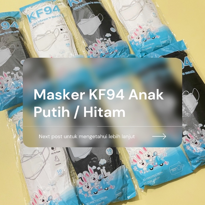 Masker KF94 Hitam / Putih Anak (Kids Mask) 4 ply