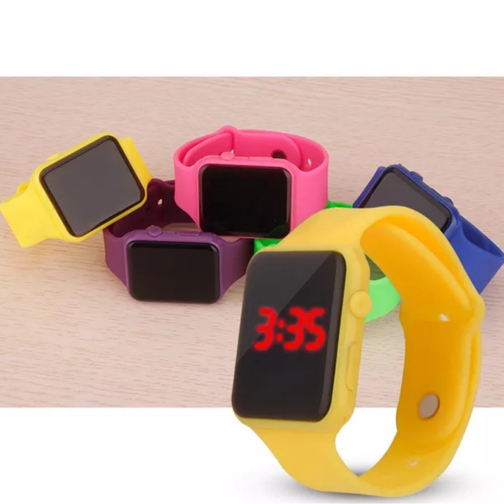 Cheaper-Jam Tangan LED Digital Sport Model Apple Segi Kotak Jam Anak / Dewasa Unisex Jam Cowok Cewek Fashion