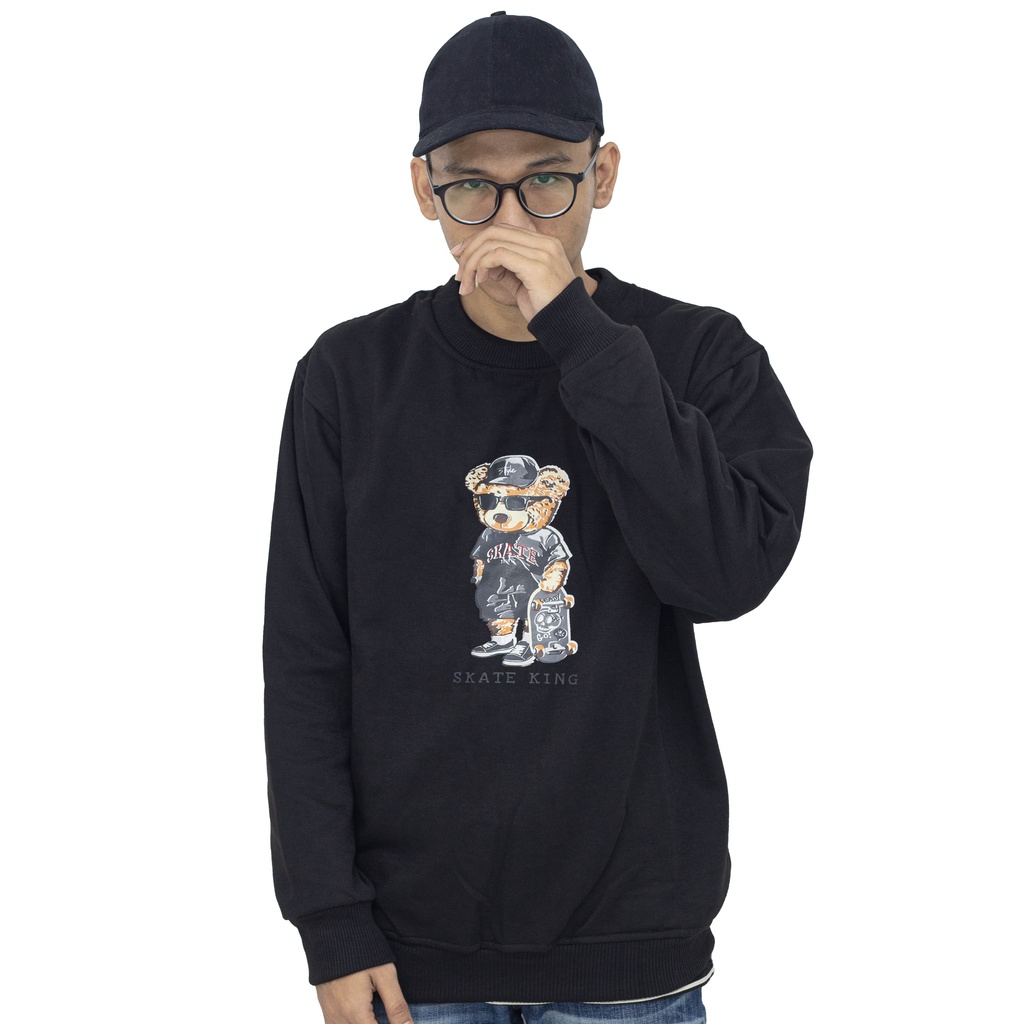 CREWNECK SWEATER BEAR TEDDY BEAR SWEATER BERUANG CREWNECK BERUANG HITAM MILO MOCCA