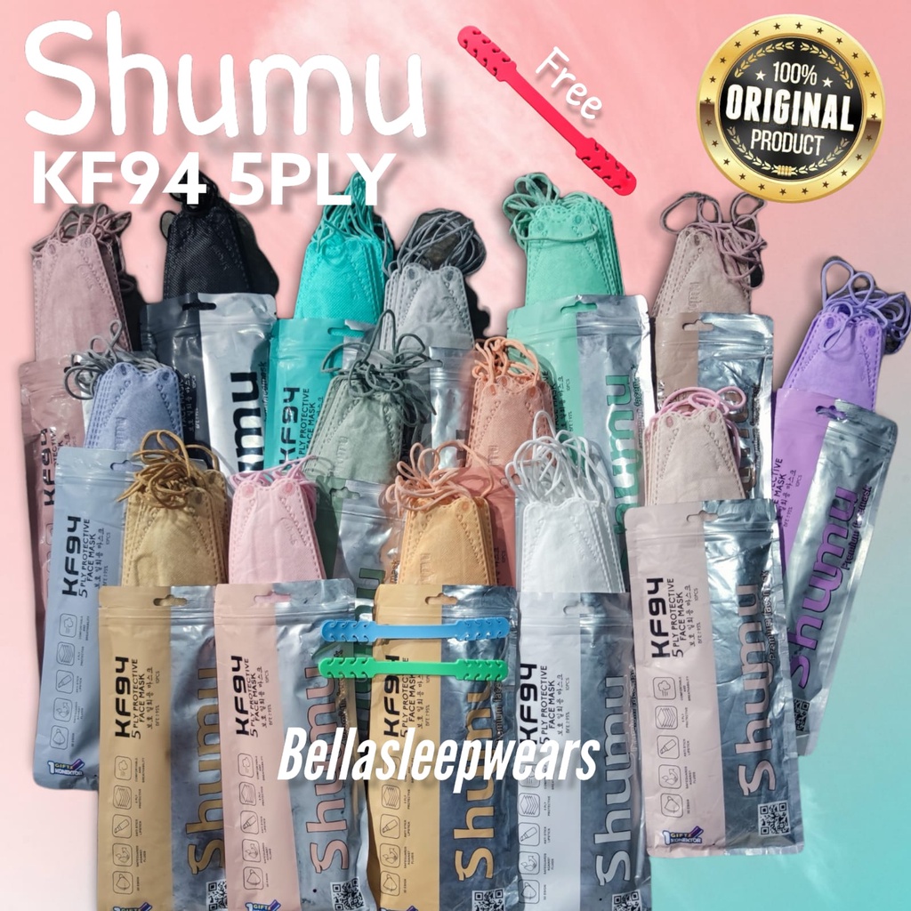 [ SHUMU KF94 5PLY ] MASKER KF94 SHUMU 5PLY KEMENKES AKD WARNA WARNI  BONUS KONEKTOR