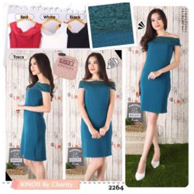 Midi Dress Kinoli Kerah Brukat ORI DR8872