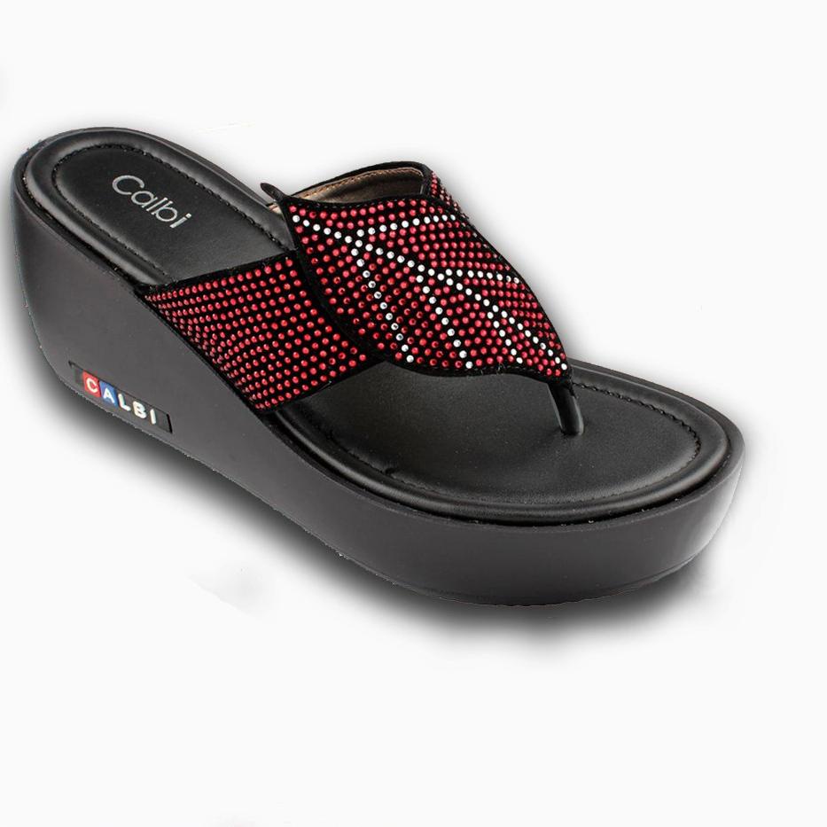 Bagus Dipakai.. Wedges Calbi Sandal Wanita Kekinian (Calbi Blink)