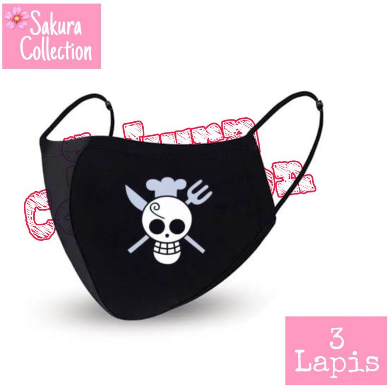 Masker Kain 3 ply Lapis / Scuba Anak Dewasa / Earloop - Anime One Piece
