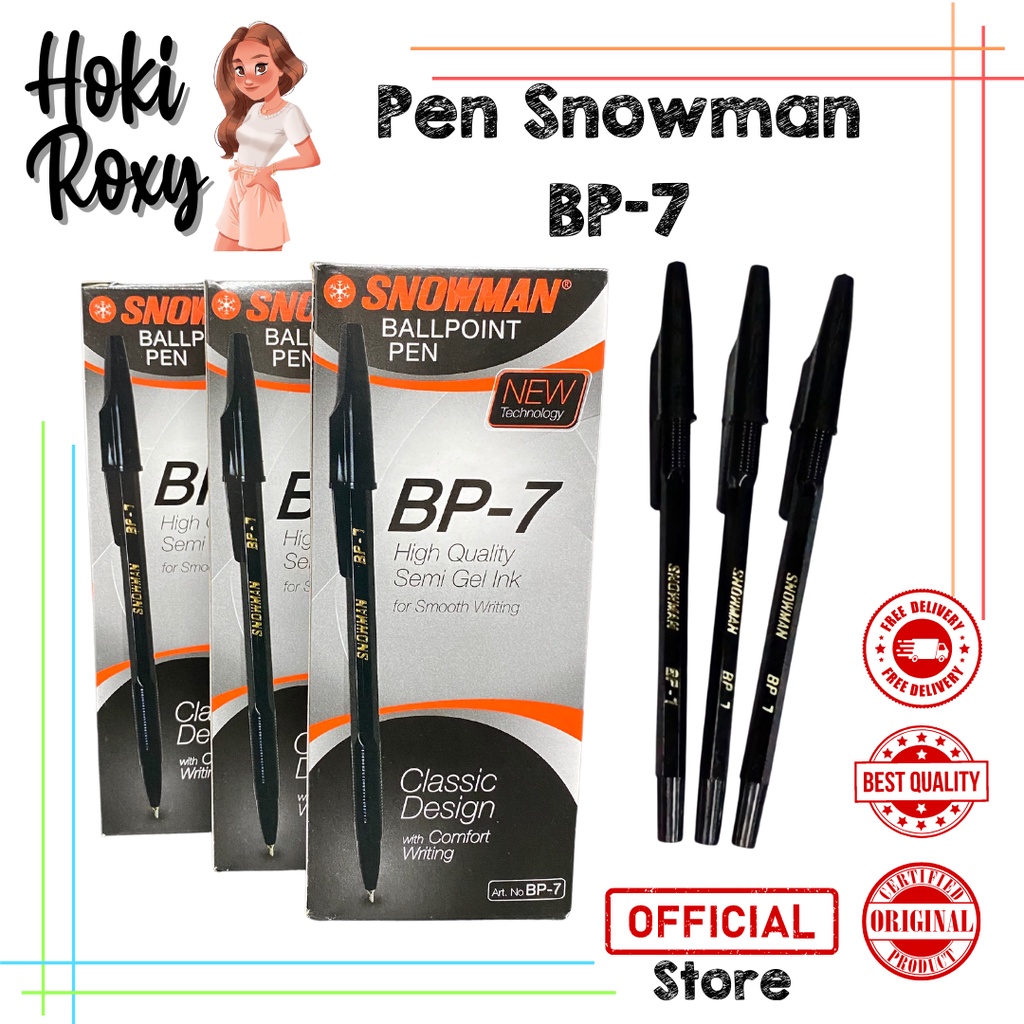 

12pcs Pulpen Snowman BP-7 / pulpen snowman
